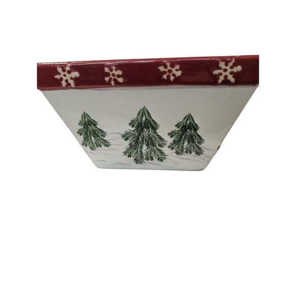 New St. Nicholas Square Yuletide Ceramic Bowl Hand Painted Christmas Snowmen - Picture 4 of 7